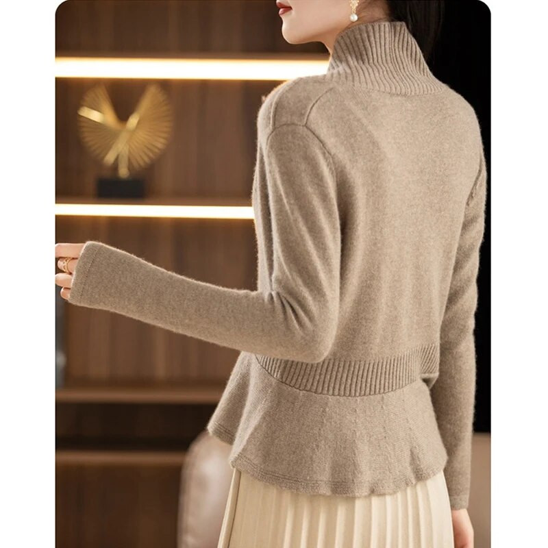 2023 m. Naujas moteriškas megztas megztinis rudens žiemos žieminis ilgomis rankovėmis V formos kaklo megztinis Moteriškas laisvalaikio šiltas megztinis moteriškas megztinis