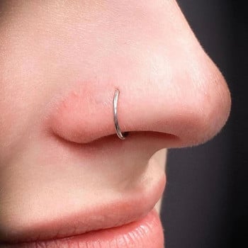 20G пръстен за нос Винт Обръч Хипоалергенна неръждаема стомана D-образна щипка за нос Бижута за пиърсинг за жени Мъже