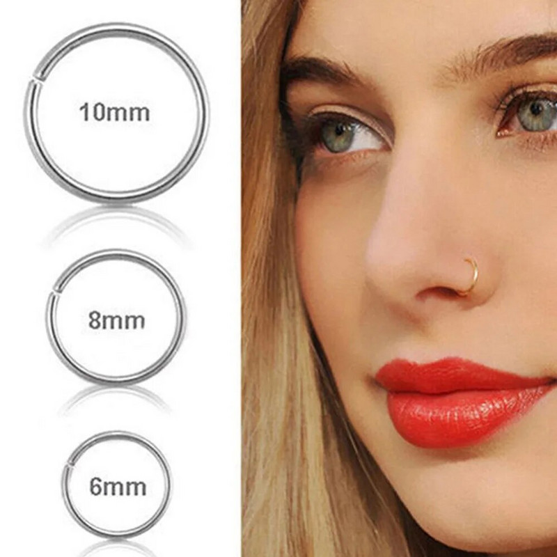 Divat rozsdamentes acél varrat nélküli szegmens gyűrűk orrkarikák Füllyukasztás Tragus orrgyűrűk fülporc Tragus szexi testékszerek