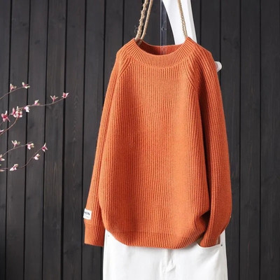 Moteriškas megztinis 2024 m. pavasario rudens megzti megztiniai O formos iškirpte Slim Fit apatiniai marškinėliai Kieti minkšti trikotažo megztiniai Standartiniai megztiniai