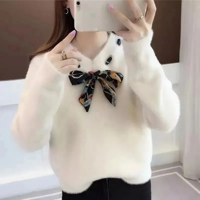 Kašmira džemperis Sieviešu trikotāžas džemperi 2023. gada rudens un ziemas modes o-veida kakla rudens džemperis, krekls ar apakšējo daļu