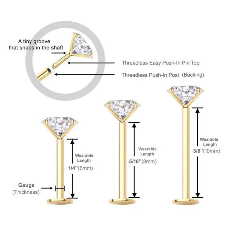 1Gb 20G-16G 1,5-4mm Gem Crystal Monroe lūpu gredzens Tragus Helix gliemežnīcas skrimslis auskars pīrsings tērauda lūpu labret pīrsingu komplekts