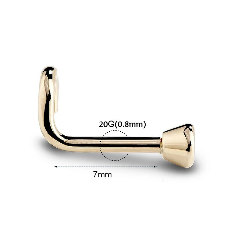 1tk 20G 1,5/2/2,5/3mm tsirkoonist vääriskivi luust nina naastud augustamine kõrvarõngas anodeeritud roosa kulla värvi ninasõrmus hark CZ nina ehted