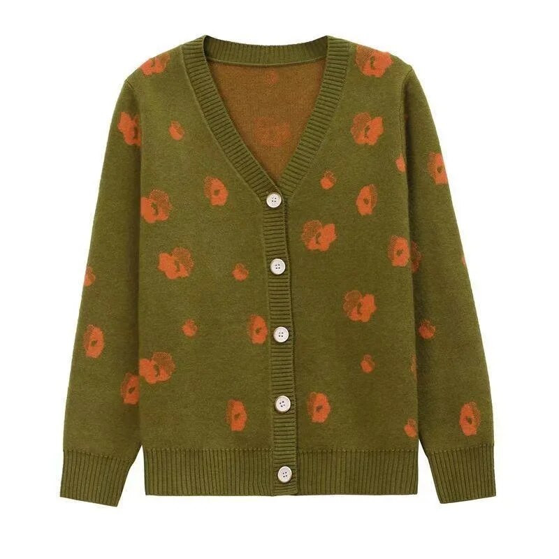 Jauns džemperis jaciņa jaka pavasara rudens sieviešu ikdienas korejiešu brīvs vienrindas trikotāžas džemperis mētelis sieviešu trikotāžas topi