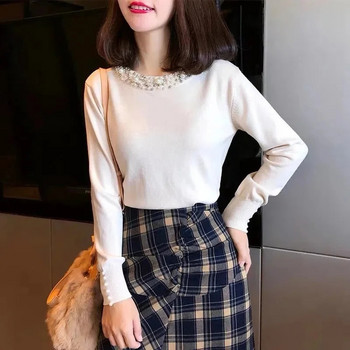 2023 Νέο γυναικείο πουλόβερ με λαιμόκοψη φθινοπώρου Χειμώνας Βασικό πουλόβερ Ζεστά casual pulls πουλόβερ Κορεατική μόδα Πλεκτό πουκάμισο με κάτω