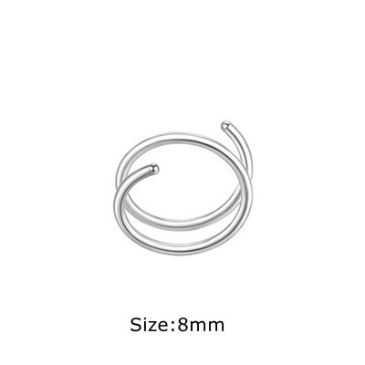 1 pāris nerūsējošā tērauda dubultā spirālveida deguna stīpas gredzens sudraba krāsas spirālveida deguna stīpas komplekts sievietēm vīriešiem, nāsis pīrsings, rotaslietas