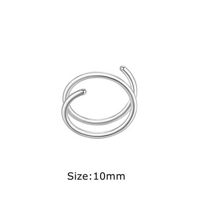 1 pāris nerūsējošā tērauda dubultā spirālveida deguna stīpas gredzens sudraba krāsas spirālveida deguna stīpas komplekts sievietēm vīriešiem, nāsis pīrsings, rotaslietas