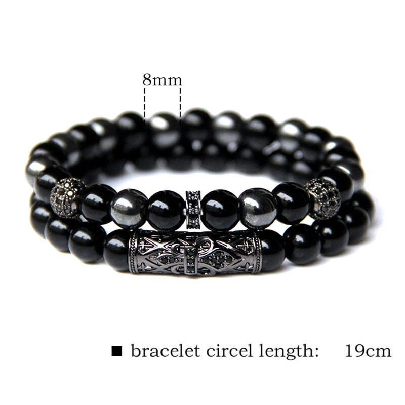 GolbalJew 2gb Pērlīšu rokassprādze vīriešiem Dabiskā tīģera acs Hematīts Obsidiāns Pērlīšu rokassprādzes Homme Energy Stretch Rokassprādze Vīriešu Rotaslietas