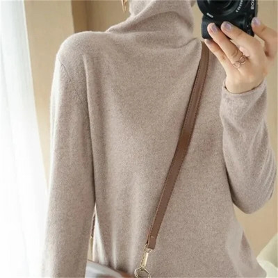 2024. gada rudens ziema, jauns vilnas maisījuma džemperis, sieviešu džemperis ar apkakli.