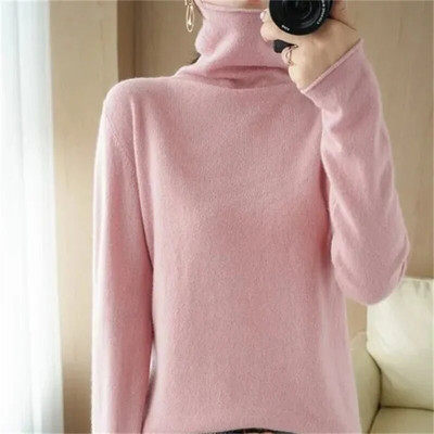 2024. gada rudens ziema, jauns vilnas maisījuma džemperis, sieviešu džemperis ar apkakli.