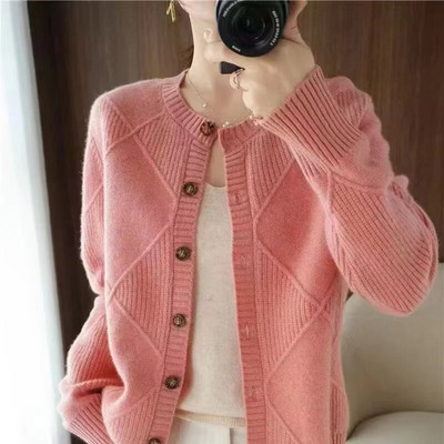 Rudens modes trikotāžas džemperis, 2023. gada jauns sieviešu korejiešu brīvs gadījuma raksturs, sieviešu jaka ar vienrindu