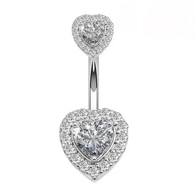 Kirurgilisest terasest kristallist tsirkoonist lillega süda dollari kiri silmaripats naba augustamise rõngas nööbiga rõngas keha ehted