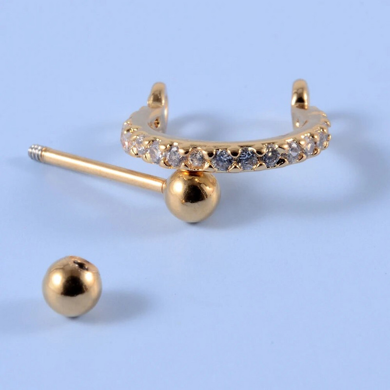 1gb Ķirurģiskā tērauda stienis ar CZ stīpu Auss Tragus skrimšļa spirālveida auskari Ausu kniedes Auss aproču stienis sievietes daivas pīrsings rotaslietas