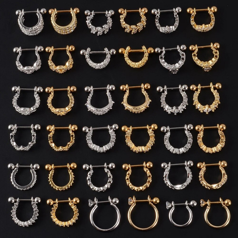 1gb Ķirurģiskā tērauda stienis ar CZ stīpu Auss Tragus skrimšļa spirālveida auskari Ausu kniedes Auss aproču stienis sievietes daivas pīrsings rotaslietas