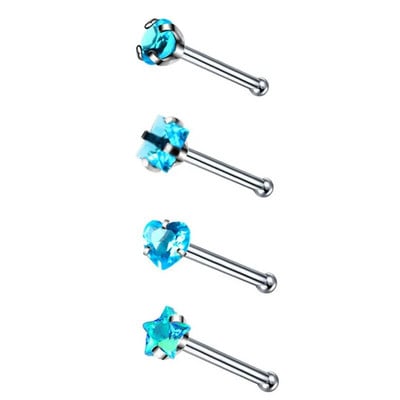 4 vnt / rinkinys Chirurginis plieninis širdies nosies žiedų rinkinys Real Star L formos nosies smeigtukų rinkinys Kvadratinės nosies žiedai ir smeigės Masinis auskarų vėrimas Nariz Lote