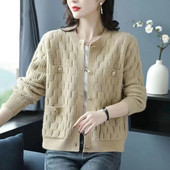 2023. gada jaunums, rudens ziemas džempera jaka sieviešu modes vienrindas trikotāžas vienrindas mētelis Sieviešu ikdienas mētelis sieviešu topi