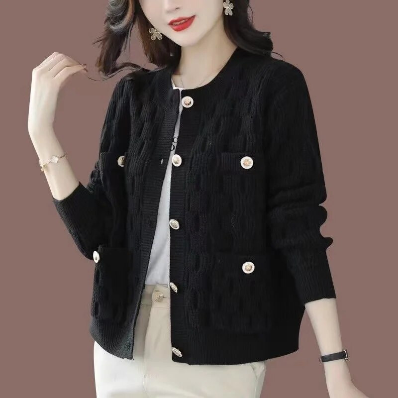 2023. gada jaunums, rudens ziemas džempera jaka sieviešu modes vienrindas trikotāžas vienrindas mētelis Sieviešu ikdienas mētelis sieviešu topi