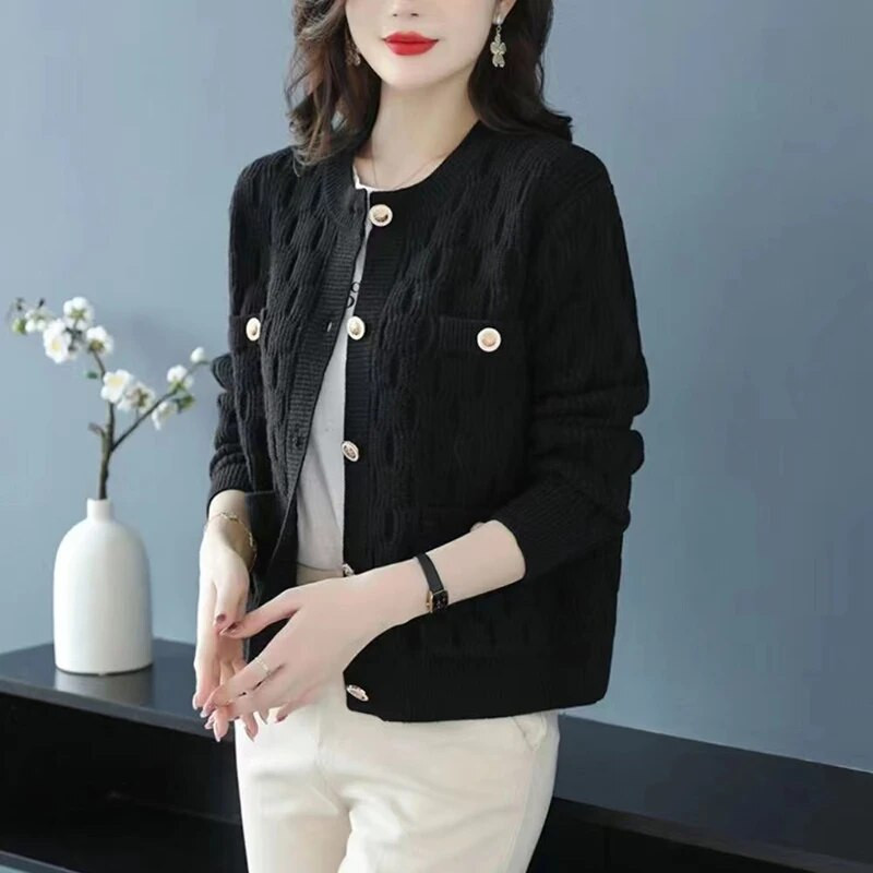 2023. gada jaunums, rudens ziemas džempera jaka sieviešu modes vienrindas trikotāžas vienrindas mētelis Sieviešu ikdienas mētelis sieviešu topi