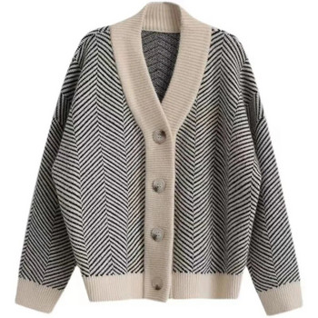 2023 Нов дамски плетен пуловер Жилетка Яке Stand Coller Ежедневен пуловер с цип Палто Свободни тънки женски плетени жилетки