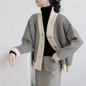 2023 Νέο γυναικείο πλεκτό πουλόβερ με ζακέτα με μπουφάν Κολλέρ παλτό πουλόβερ με φερμουάρ, χαλαρές λεπτές γυναικείες πλεκτές ζακέτες