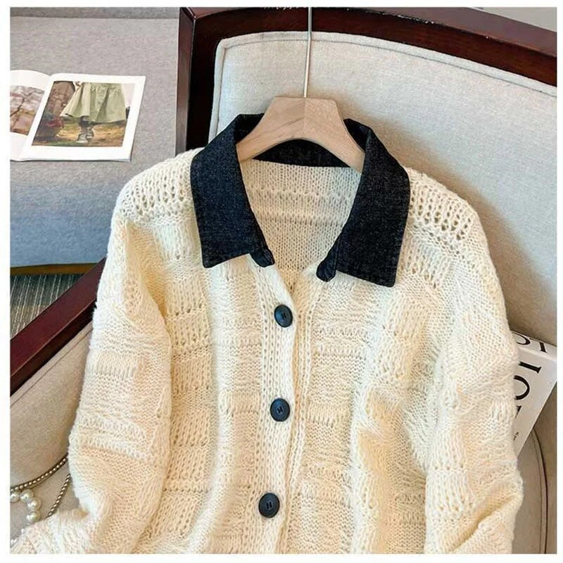 2023. gada jauns sieviešu apģērbs, pavasara rudens, trekns, MM, modes brīvs, plāns atloks ar garām piedurknēm, džemperis ar nošūtu džinsu sieviešu mēteļu topi