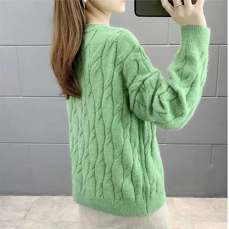 Sieviešu trikotāžas džemperis, 2024. gada jauns brīvs modes rudens vienrindas gadījuma trikotāžas džemperis jaka mētelis sieviešu topi