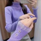 2023 m. Naujas mezgimo megztinis megztinis ilgomis rankovėmis apatiniai marškinėliai ploni megztiniai ruduo žiema minkšta palaidinė megztiniai viršūnės