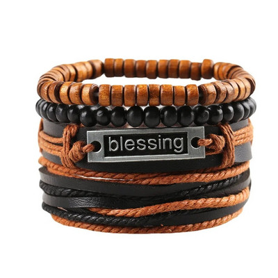 Hulgimüük Enimmüüdud mitmekihilised Buddha helmestega helmestega käevõrud meeste retrostiilis mitmekihiline elastne niit reguleeritav puidust