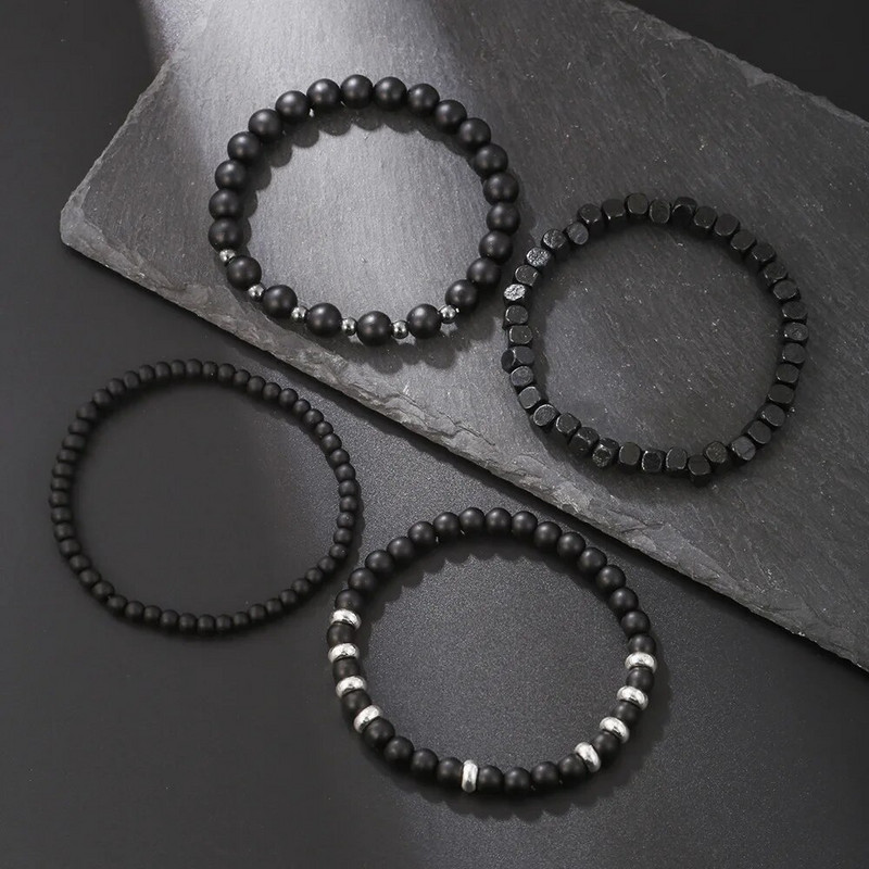 Moodne vulkaanikivist meeste käevõru komplekt, kombineeritud hip-hop võrk, punane tuul, elastne käevõru