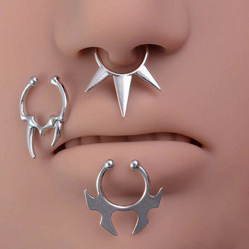 1-3 τμχ Fake Clip on Nose Rings Hoop Septum Non Piercing μανσέτα μύτης από ανοξείδωτο ατσάλι Πέταλο πανκ για άνδρες Γυναικεία κοσμήματα σώματος