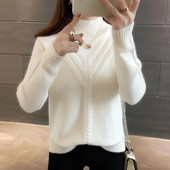 Moteriški megztiniai rudens žieminiai megztiniai megztiniai korėjietiški laisvalaikio vientisi marškiniai Madingi megztiniai megztiniai rožiniai šilti džemperiai