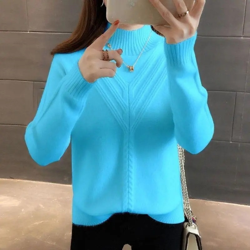 Moteriški megztiniai rudens žieminiai megztiniai megztiniai korėjietiški laisvalaikio vientisi marškiniai Madingi megztiniai megztiniai rožiniai šilti džemperiai