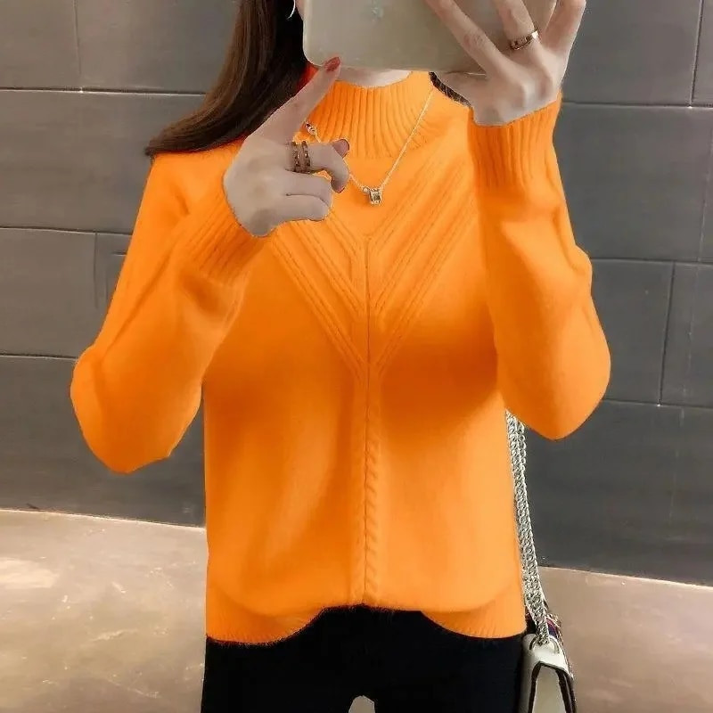 Moteriški megztiniai rudens žieminiai megztiniai megztiniai korėjietiški laisvalaikio vientisi marškiniai Madingi megztiniai megztiniai rožiniai šilti džemperiai