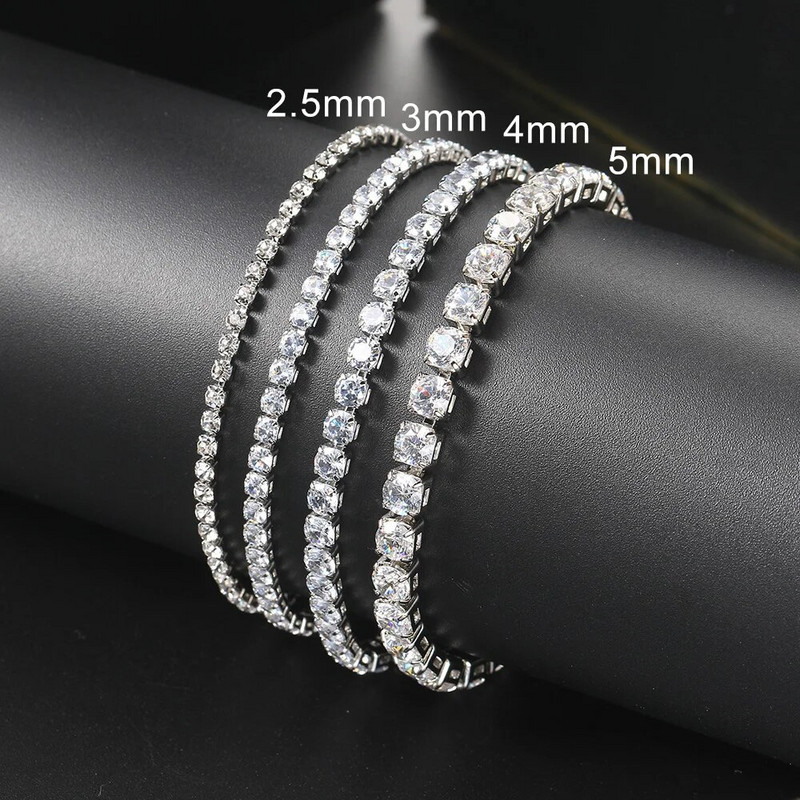 Hip Hop Iced Out 3/4/5mm Κρυστάλλινο βραχιόλι τένις για άνδρες Homme Trendy Punk Zirconia Ανδρική αλυσίδα on The Hand Streetwear Jewelry