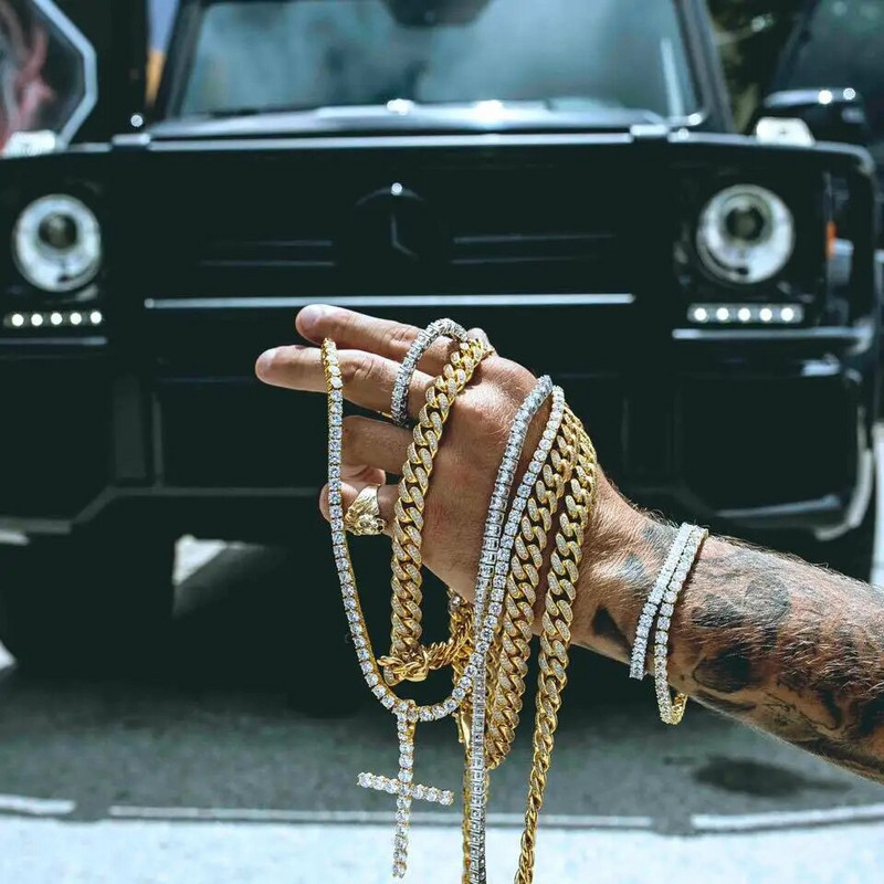 Hip Hop Iced Out 3/4/5mm Κρυστάλλινο βραχιόλι τένις για άνδρες Homme Trendy Punk Zirconia Ανδρική αλυσίδα on The Hand Streetwear Jewelry