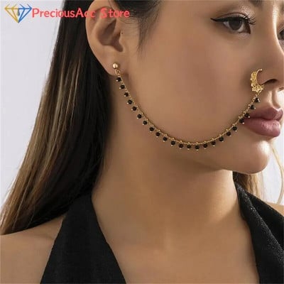 Moodne isiksuspunk naistele Kõrvarõngas Geomeetriline tutikett India imitatsioonist ninakett Kõrvarõngas Ninaklambri augustamine Ehted