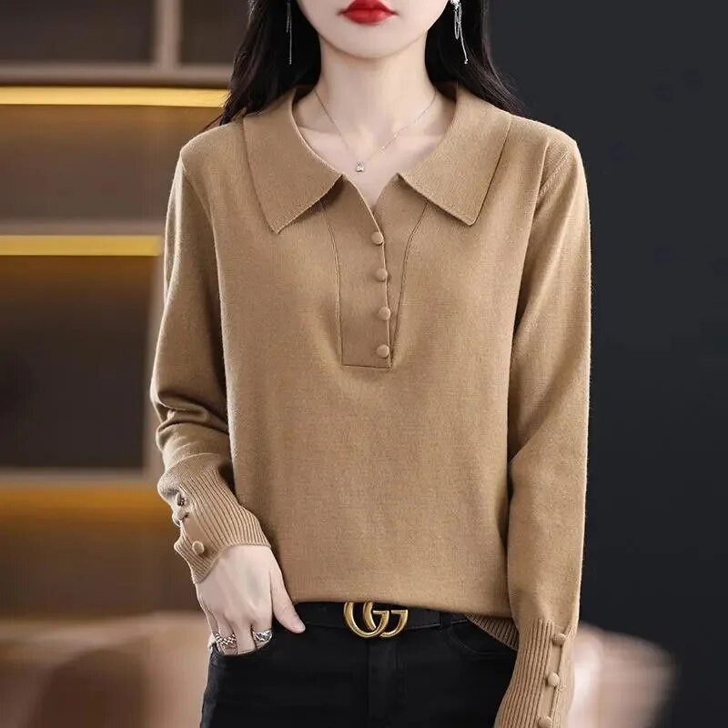 Moteriškas megztinis 2023 m. rudens žiemos megztinis megztas megztinis ilgomis rankovėmis megztiniai Viršutiniai minkšti džemperiai, moteriški apatiniai džemperiai