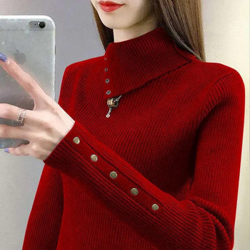 Γυναικεία πουλόβερ με ζιβάγκο από κασμίρ 2023 Φθινοπωρινά χειμωνιάτικα ρούχα Γυναικεία πουλόβερ πουλόβερ Pull Femme Hiver Basic Ζεστά πλεκτά πουλόβερ