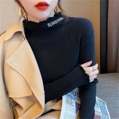 2023 Νέο Φθινοπωρινό Χειμώνα Γυναικεία Πλεκτά Πλεκτά Πουλόβερ Πλεκτά Πουλόβερ Πλεκτά πουλόβερ Λευκό μαύρο πουλόβερ Απαλό τράβηγμα