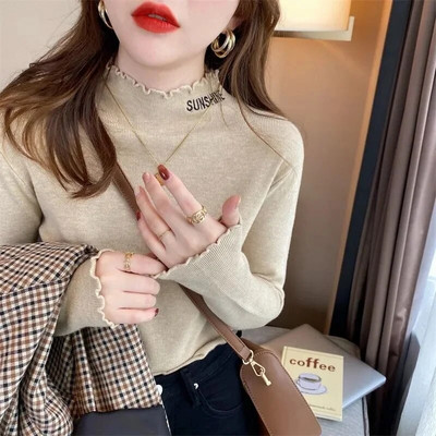 2023 Νέο Φθινοπωρινό Χειμώνα Γυναικεία Πλεκτά Πλεκτά Πουλόβερ Πλεκτά Πουλόβερ Πλεκτά πουλόβερ Λευκό μαύρο πουλόβερ Απαλό τράβηγμα