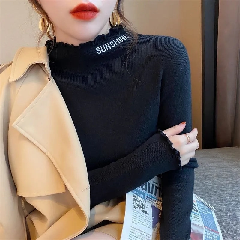 2023 Νέο Φθινοπωρινό Χειμώνα Γυναικεία Πλεκτά Πλεκτά Πουλόβερ Πλεκτά Πουλόβερ Πλεκτά πουλόβερ Λευκό μαύρο πουλόβερ Απαλό τράβηγμα