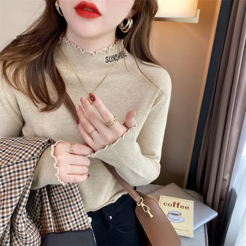 2023 Νέο Φθινοπωρινό Χειμώνα Γυναικεία Πλεκτά Πλεκτά Πουλόβερ Πλεκτά Πουλόβερ Πλεκτά πουλόβερ Λευκό μαύρο πουλόβερ Απαλό τράβηγμα