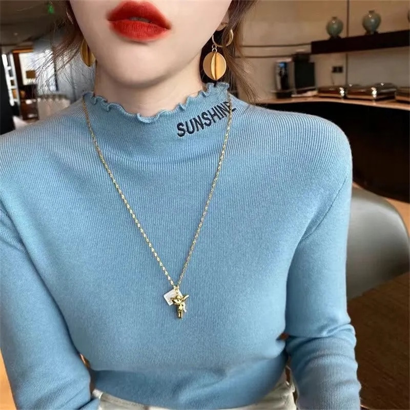 2023 Νέο Φθινοπωρινό Χειμώνα Γυναικεία Πλεκτά Πλεκτά Πουλόβερ Πλεκτά Πουλόβερ Πλεκτά πουλόβερ Λευκό μαύρο πουλόβερ Απαλό τράβηγμα