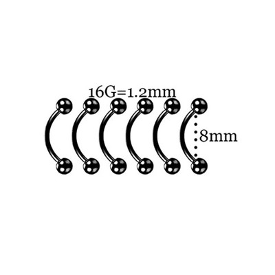 6 DB Professzionális piercing készlet rozsdamentes acél 14G 16G hasnyelv Tragus mellbimbó ajak orr gyűrű testékszer fekete