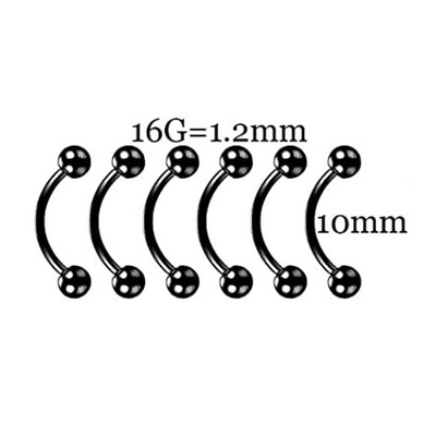 6 DB Professzionális piercing készlet rozsdamentes acél 14G 16G hasnyelv Tragus mellbimbó ajak orr gyűrű testékszer fekete