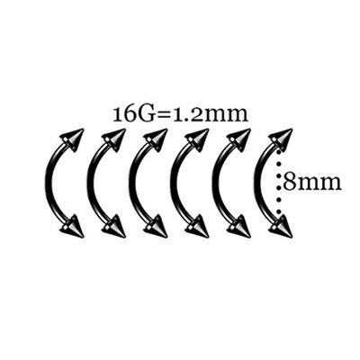 6 DB Professzionális piercing készlet rozsdamentes acél 14G 16G hasnyelv Tragus mellbimbó ajak orr gyűrű testékszer fekete