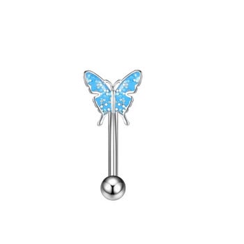 Серия цветни пеперуди Цирконово сърце Прилеп Прост хирургически пръстен за пиърсинг от неръждаема стомана Пиърсинг на тялото Бижута за хрущял на вежди
