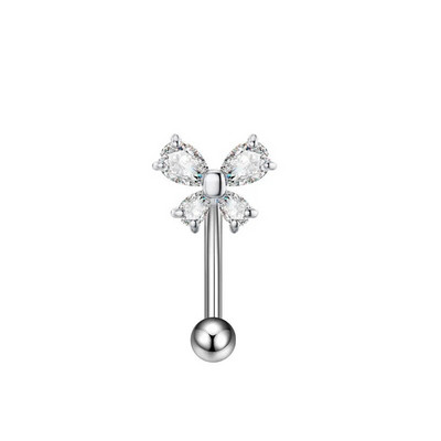 Πολύχρωμη σειρά πεταλούδων Zircon Heart Bat Απλό χειρουργικό δαχτυλίδι διάτρησης από ανοξείδωτο ατσάλι Κόσμημα χόνδρου για τρύπημα σώματος