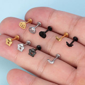 1 τμχ Halloween Labret Lip Piercing Stud από ανοξείδωτο ατσάλι Ghost Pumpkin Bat Rings Monroe Piercing Κοσμήματα χόνδρινο σκουλαρίκι 16G