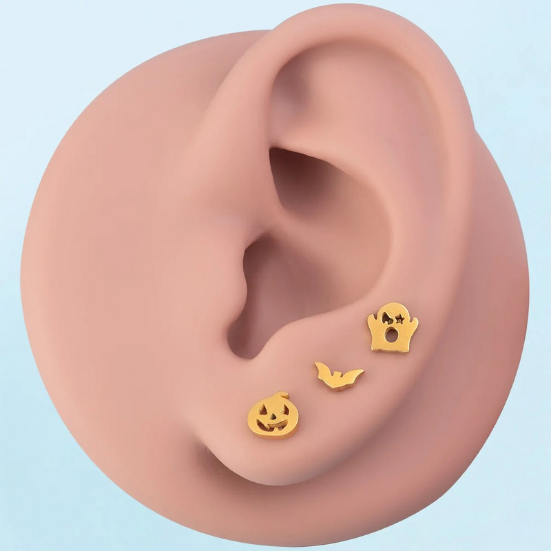 1 τμχ Halloween Labret Lip Piercing Stud από ανοξείδωτο ατσάλι Ghost Pumpkin Bat Rings Monroe Piercing Κοσμήματα χόνδρινο σκουλαρίκι 16G